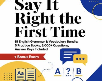 Conosci le regole ma ti blocchi ancora a metà frase? — Pacchetto di grammatica e vocabolario inglese B1, 5 libri, oltre 3.000 domande, PDF stampabile