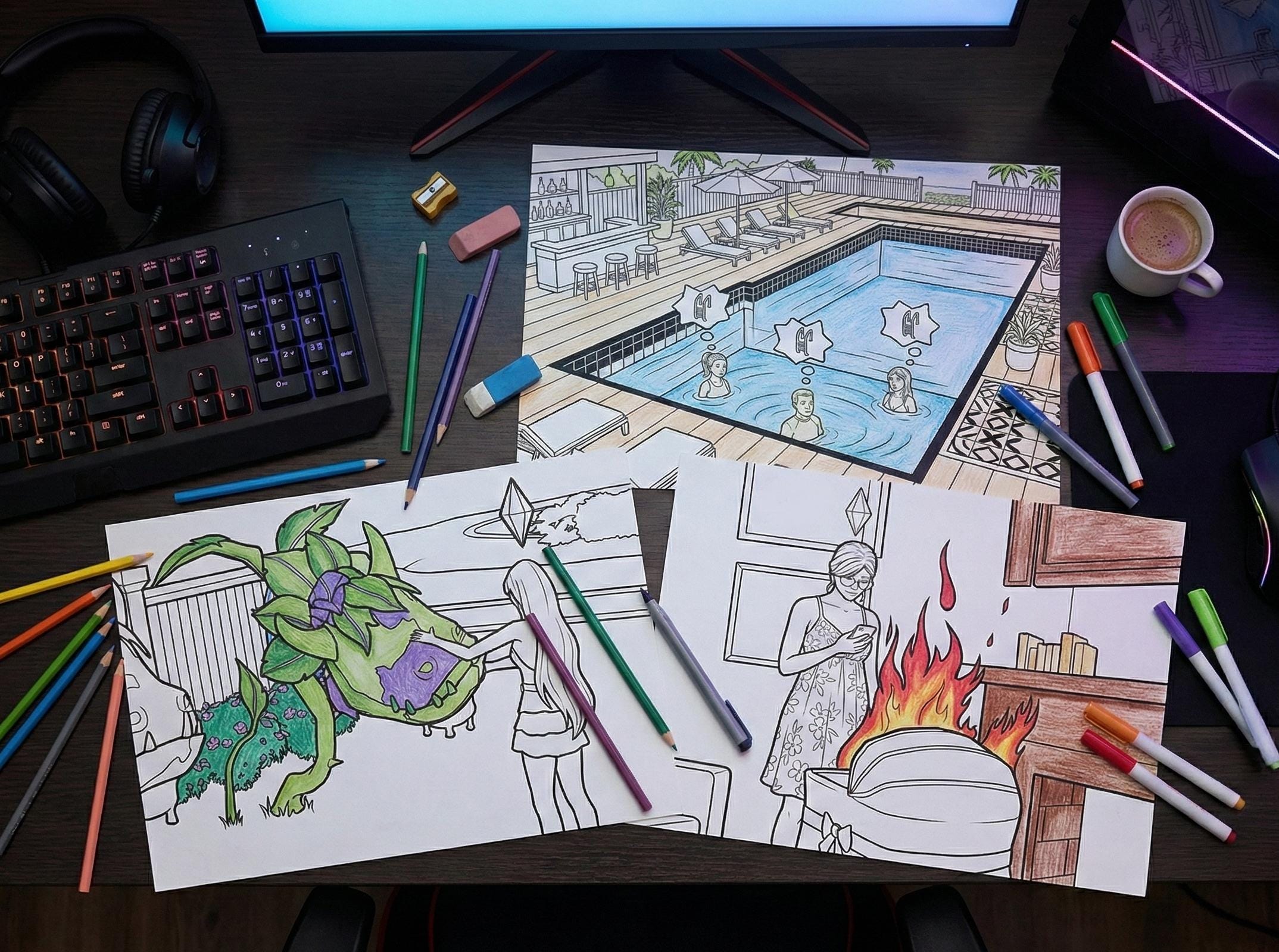 The Sims Coloring Book Printable | Life Simulation Pages | Cozy Game ...