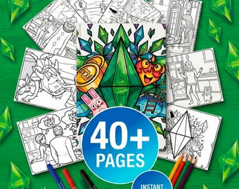 The Sims 4 Coloring Book Printable, 40+ pages | DigitalDownload PDF | Cozy Game art Sheet Pages | activity themed party plan merch