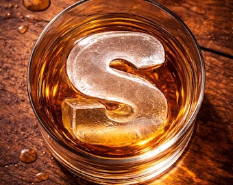 Molde personalizado para cubitos de hielo con letras del alfabeto – Bandeja de hielo personalizada para whisky – Crea tu propio juego de iniciales – Regalo de barra de silicona para él