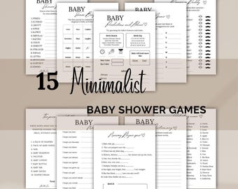 Ultimate baby Shower Game Bundle, Printable Simple Baby Shower Games, Minimalist Gender Neutral Baby Sprinkle Activities