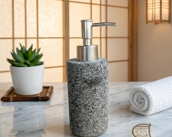 Lava Stone Soap Dispenser Handmade For Modern Bathroom or Kitchen Decor