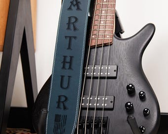 Correa de guitarra de cuero personalizada, 3" de ancho, grabada con láser