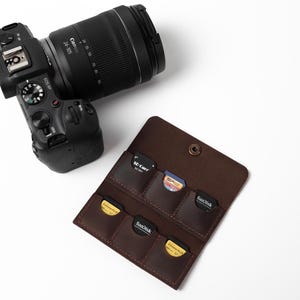 Estuche de cuero personalizado para tarjetas micro SD, accesorios personalizados para fotógrafos