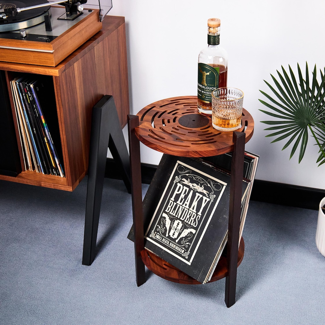 Solid Wood Record Player Stand – Two Shelf Vinyl Storage Table - Etsy