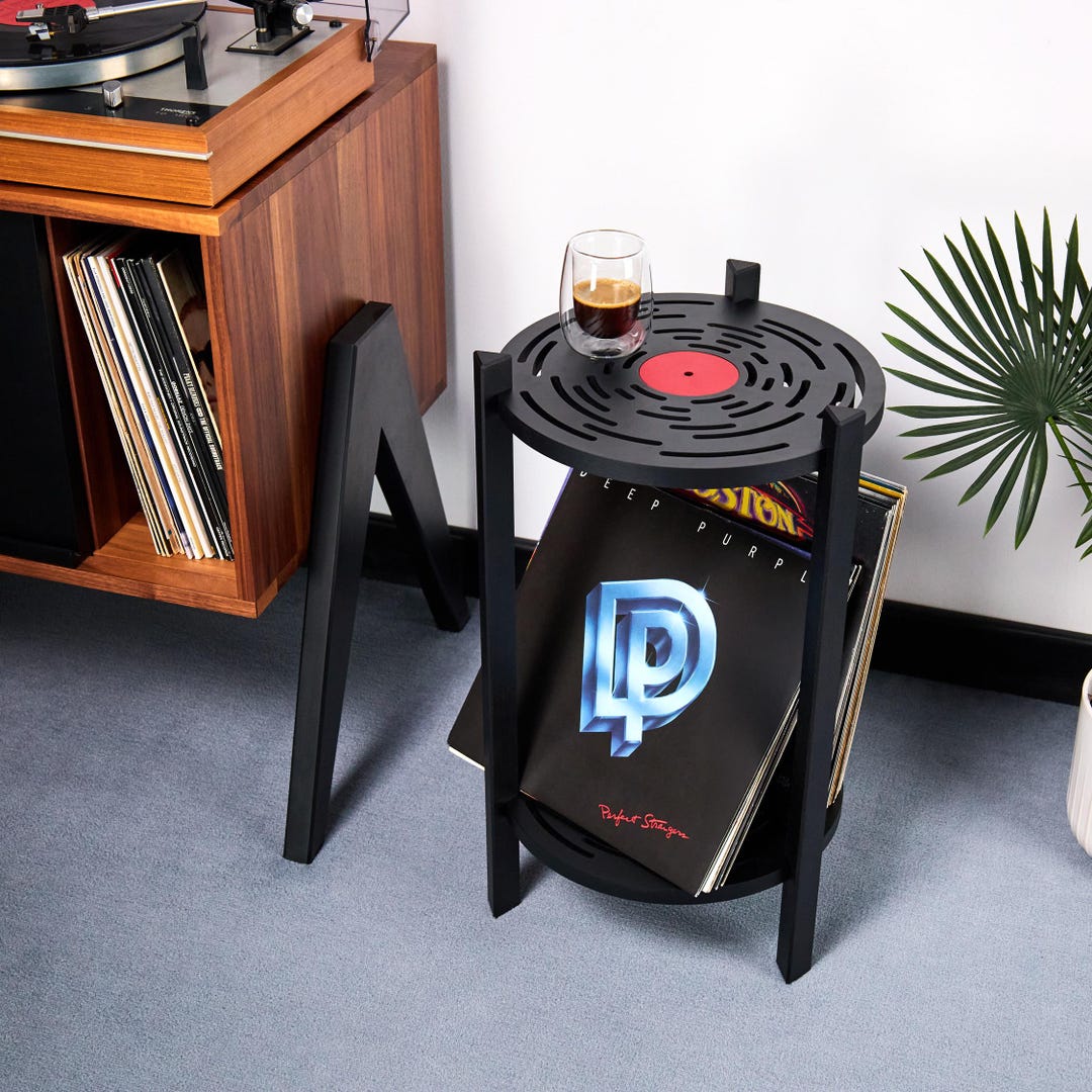 Solid Wood Record Player Stand, Two Shelf Vinyl Storage Accent Table - Etsy