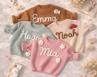 Personalisierte Baby Pullover, personalisierte Strickpullover, Handgefertigtes Kleinkind Sweatshirt, Neugeborenen Baby-Dusche-Geschenk