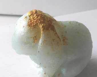 Mini Resin Lop Bunny- Golden Head with Stars - Lop Rabbit Resin Sculpture, Cute Mini Bunny Statue, Handmade Bunny Figurine Gift