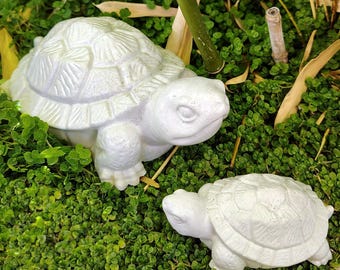 Concrete Tortoise - Cement Art Sculpture - Garden Figurine, Desk Ornament, Turtle Gift, Animal Art, Yard Statue, Plant Buddy, Pond Accessory