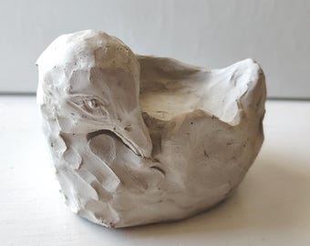 Bird Bowl Concrete Sculpture - Candle Holder, Garden Art Sculpture, Life Sized Statue, Cement Bird, Ring Holder, Handmade Original Bird Art