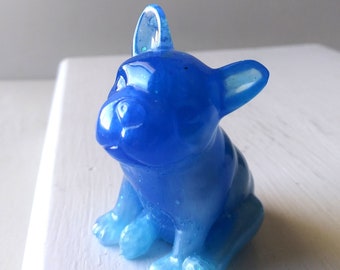 French Bulldog - Cosmic  Blue Bulldog - Resin Art Sculpture - Cute Dog Statue Figurine, Frenchie Lover Gift, Puppy Figurine, Sitting Dog Art