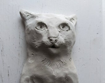 Clever Cat Concrete Incense Burner- Table Top Cone or Stick Incense Holder, Hand Made Unique Animal Incense Holder, Cute Cat Gift, Funny Art