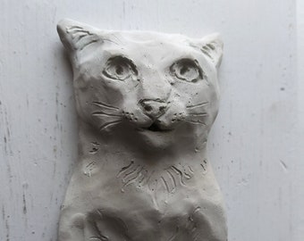 Clever Cat Concrete Incense Burner - Table Top Cone or Stick Incense Holder, Hand Made Unique Animal Incense Holder, Cut Cat Gift, Funny Art