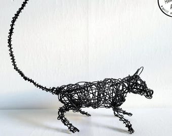 Mousie - One of a Kind Wire Animal Sculpture, Handmade Animal Art from Single Unbroken Strand of Wire, Table Top, Free Standing, Mouse Gift