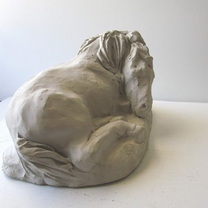 Sleeping Pony - No.2 - Solid Concrete Animal Sculpture - Gift for Horse Lover, Modern Art Contemporary Décor