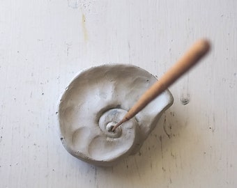 Spiral Incense Holder - Table Top Stick Incense Holder or Burner - Nautilus Shell Like - Cool Concrete Object, Industrial, Nautical- Special
