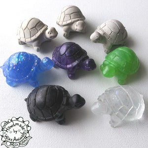 Set of 8 Tiny Turtles- Resin and Concrete Mini Garden Sculptures, Tortoise Figurine, Cute Miniature Animal Sculptures, Fairy Garden, Diorama