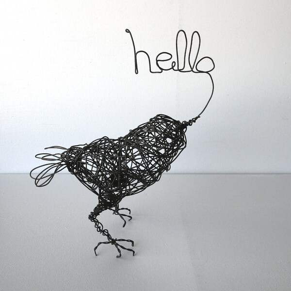 HELLO AGAIN - Original Handmade Wire Bird Sculpture