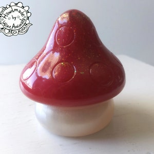 Spotted Woodland Mushroom- Handmade Resin Art Sculpture - Desk Ornament Figurine, One of a Kind, Hand Made Statue, OOAK, Forest Theme Art