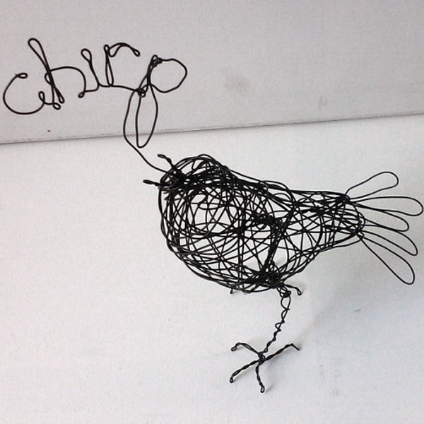 Unique Wire Bird Sculpture - CHIRP BIRD