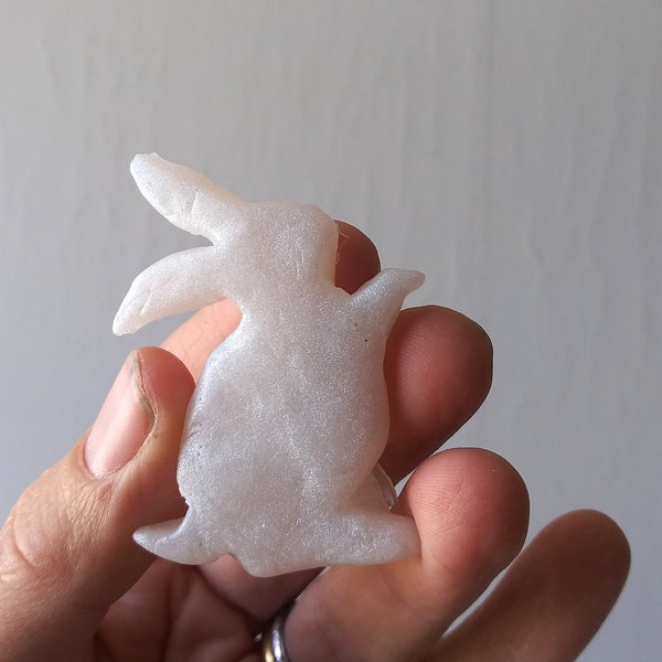 Bunny Pin - One of a Kind White Rabbit Resin Jewelry