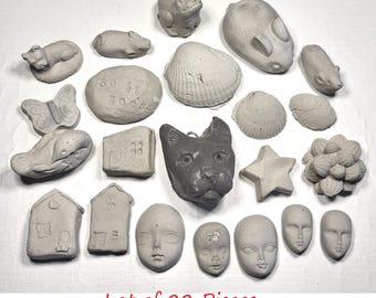 Random Assortment I - Lot of 22 Miniature Handmade Concrete Pieces, For Plant Ornaments, Small Gifts, Decoration, Fairy Gardens