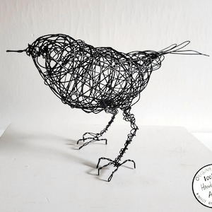 TURNER - Original Wire Bird Sculpture, Completely Handmade and One of a Kind, Single Strand of Wire, Black Bird Statue, Artist Made Art