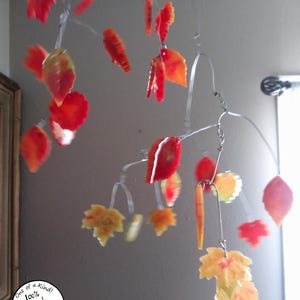 Falling Leaves - One of a Kind Hanging Leaf Mobile Sculpture, Unique Kinetic Art, Hand Made Original, Red, Orange, Yellow, Autumnal Leaves