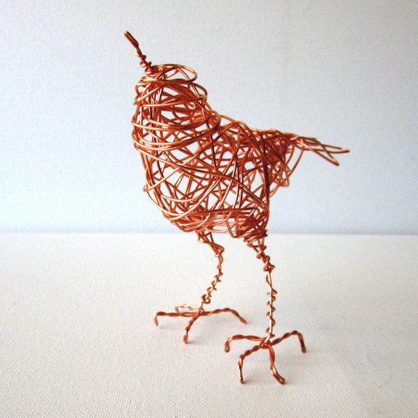 Ginger - Original Handmade Wire Bird Sculpture - Cute Miniature Bird Art