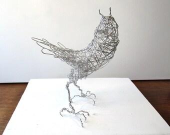 Wire Bird Sculpture - Yelling Bird