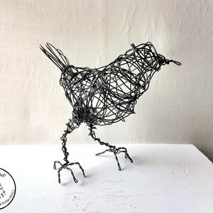 RANDEE - Original Wire Bird Sculpture, Completely Handmade and One of a Kind, Single Strand of Wire, Black Bird Statue, Black Bird Statue