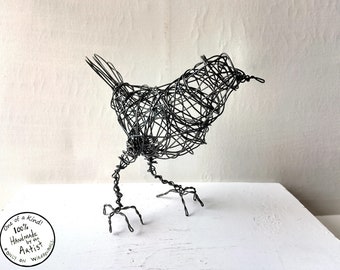 RANDEE - Original Wire Bird Sculpture, Completely Handmade and One of a Kind, Single Strand of Wire, Black Bird Statue, Black Bird Statue