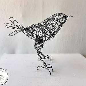 Original Handmade Wire Bird Sculpture - MAXIME- One of a Kind Bird Sculpture, Hand Made, Single Wire Standing Black Bird, Unique Wire Art