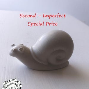 Second - Imperfect - Mini Concrete Snail - Concrete Art Sculpture - Indoor or Outdoor Garden Art, Cute Cement House Plant Art, Gardener Gift