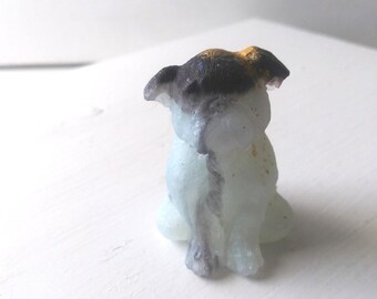 Cute Black and White Boxer Puppy - Resin Art Sculpture- Cute Dog Statue, Frenchie Lover Gift, Puppy Figurine, Sitting Dog, Handmade Unique