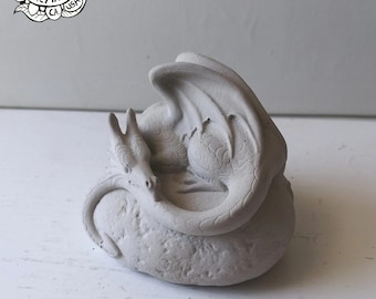 Concrete Sleeping Baby Dragon, Cement Art Sculpture - Indoor or Outdoor Garden Art, Bookcase Ornament, Goth Statue, D&D Prop, Wizard Friend