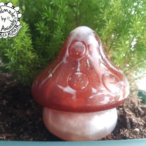 Spotted Woodland Mushroom- Handmade Resin Art Sculpture - Desk Ornament Figurine, One of a Kind, Hand Made Statue, OOAK, Forest Theme Art