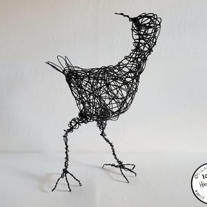DAPHNE - Original Wire Bird Sculpture, Completely Handmade and One of a Kind, Single Strand of Wire, Black Bird Statue, Artist Made Art