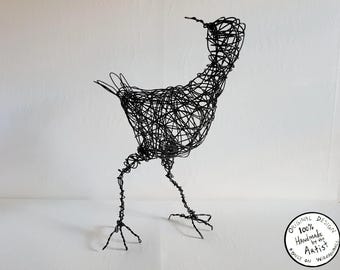 DAPHNE - Original Wire Bird Sculpture, Completely Handmade and One of a Kind, Single Strand of Wire, Black Bird Statue, Artist Made Art