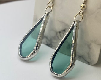 Green Stained Glass Earrings