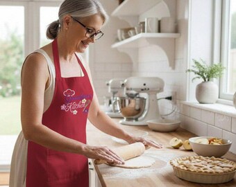 Personalized Apron for Mom, Personalize Cooking Apron with Custom Embroidery, Baking Apron for Women, Kitchen Apron Gift, Custom Name Apron