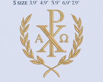Chi Rho Embroidery Design, Alpha Omega Christian Symbol PX, Instant ...
