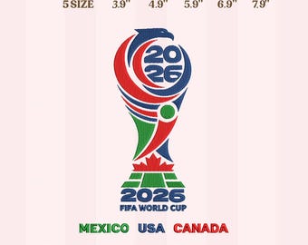 2026 World Cup USA Mexico Canada Football Embroidery Design, Instant Download