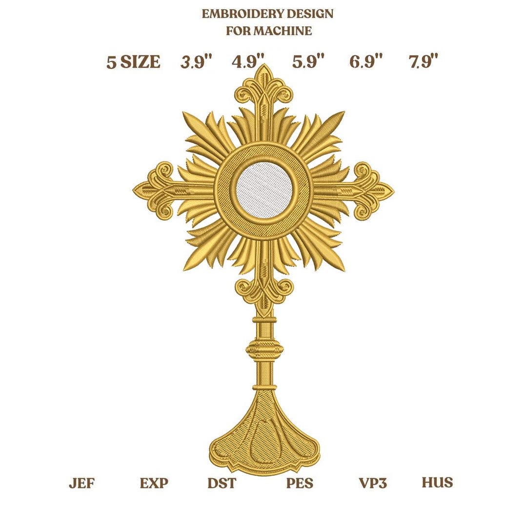 Holy Pattern Link Ink Catholic Holy Monstrance Embroidery Design, Instant Download 5 Sizes - Etsy