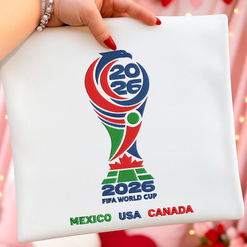 Disegno per ricamo del Mondiale di calcio 2026 USA Messico Canada, download immediato immagine 4