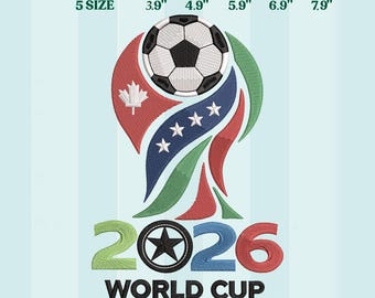 Disegno per ricamo del trofeo della Coppa del Mondo di calcio 2026, download immediato.