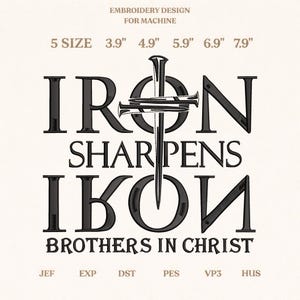 Le fer aiguise le motif de broderie en fer, frères dans le Christ, téléchargement immédiat 5 tailles