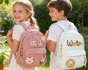 Personalized Corduroy Backpack, Custom Name Kids School Bag