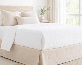 Linen Bedskirt Split Corner, Washed Linen Bedspread, 100% Flax Linen Bedding Bedcover, Dust Ruffle, Soft Breathable Linen, Custom Size