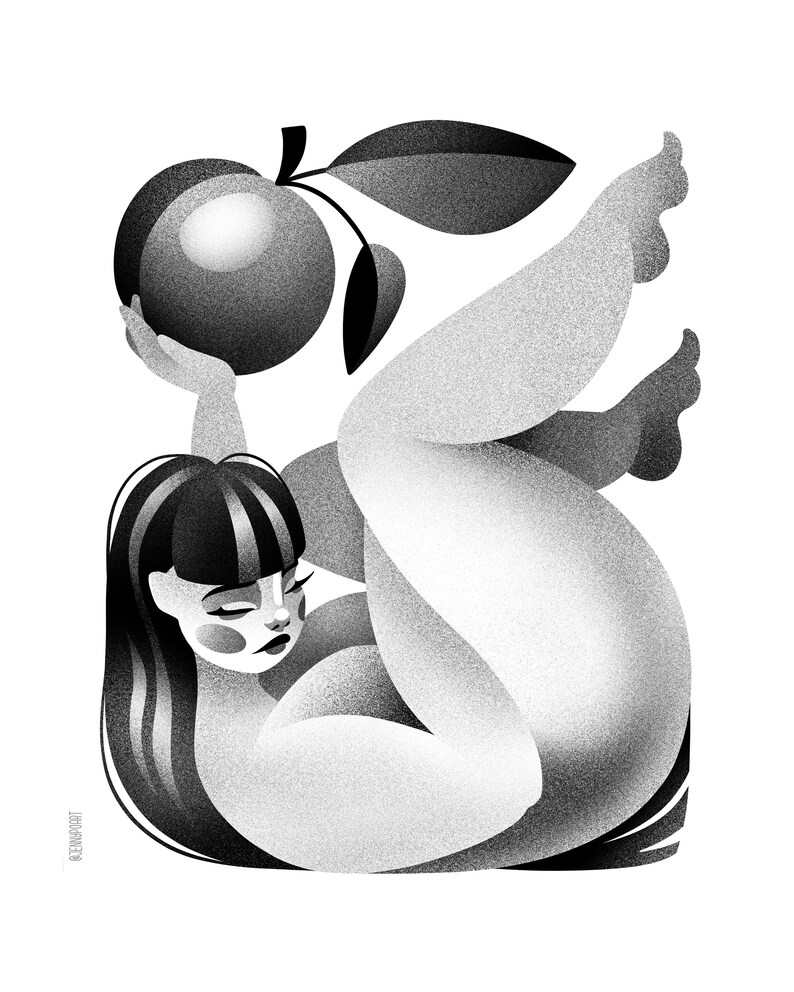 Plump - Wall Art Poster / Modern Zen Print / Black and White Illustrated Home Decor image 8